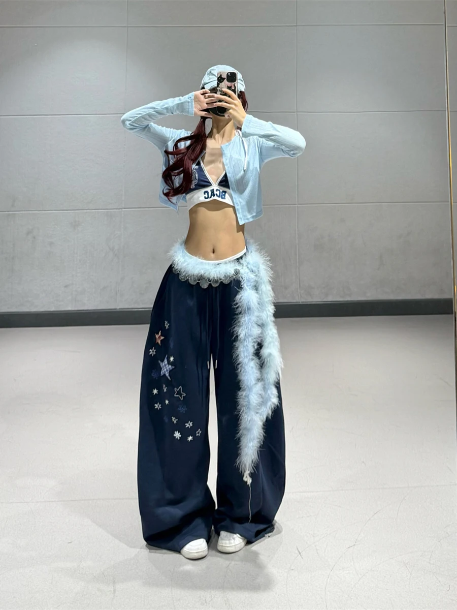 

Комплект для джазовых танцев Lin Xiaohua: женские синие вязаные спортивные брюки с принтом букв, с высокой талией, эластичные, для занятий спортом