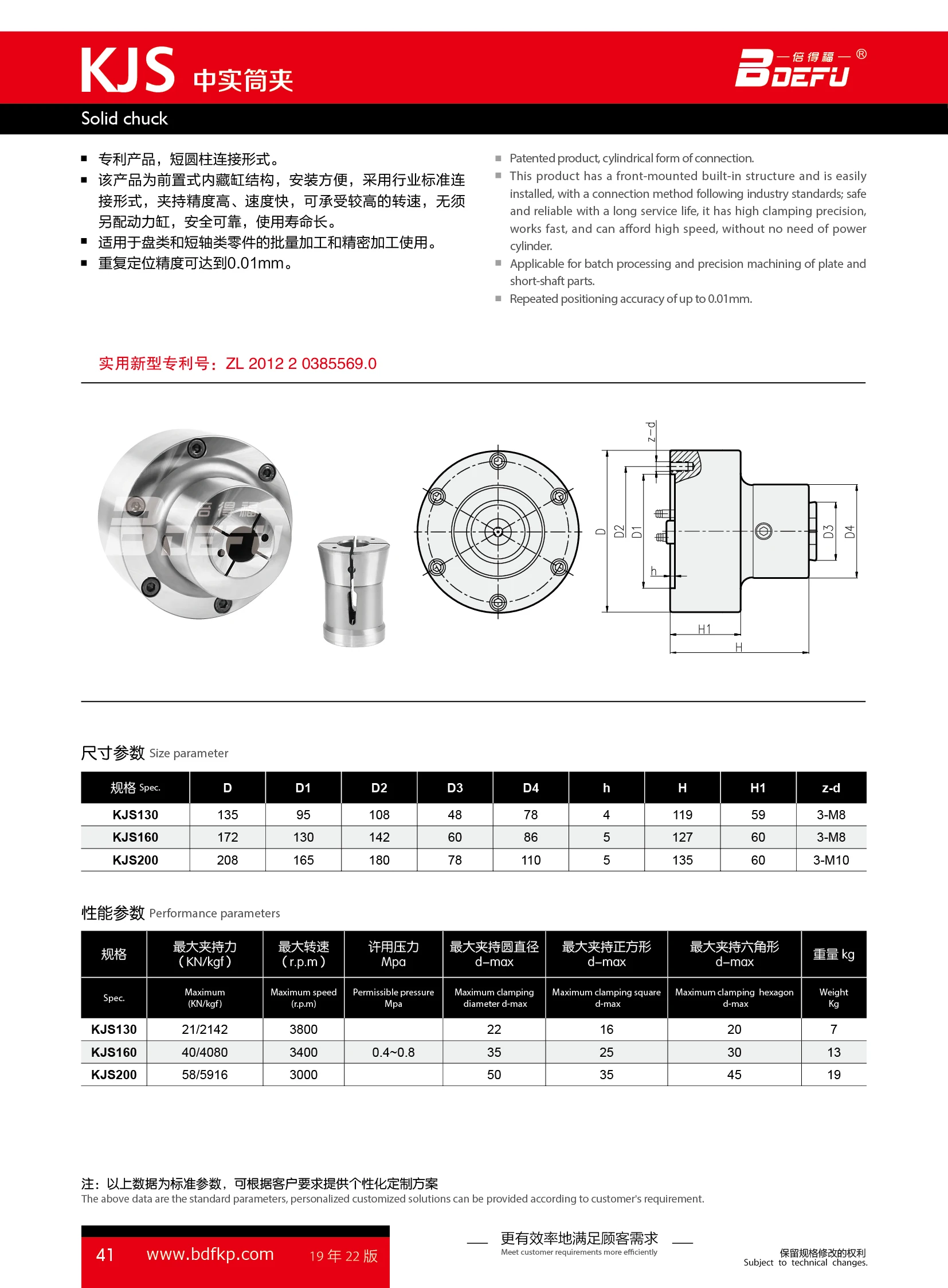 BDEFU SC KJS High Accuracy Solid Through Hole Collet Chuck