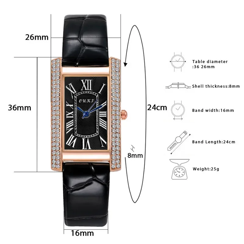 2024 Luxury Design Vintage Classic Diamond Women Watch Starry Square Simple and Stylish Roman Numeral Casual Quartz Wristwatch