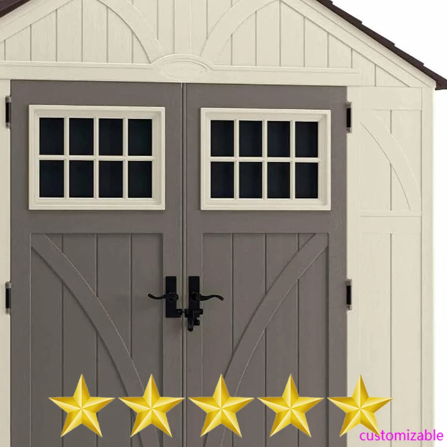 2025-8'x10' Tremont-Harzschuppen, Vanille und Schiefer – Aufbewahrungseinheit für den Hinterhof mit Oberlichtern, Eckregalen, verstärktem Boden und Zweifel