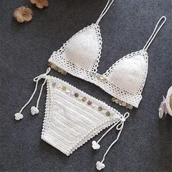 European and American Split Swimsuit New Shell Bikini Beach Ladies Crochet Mermaid Sexy Bikini Swimsuit Women Plus Size Swimwear