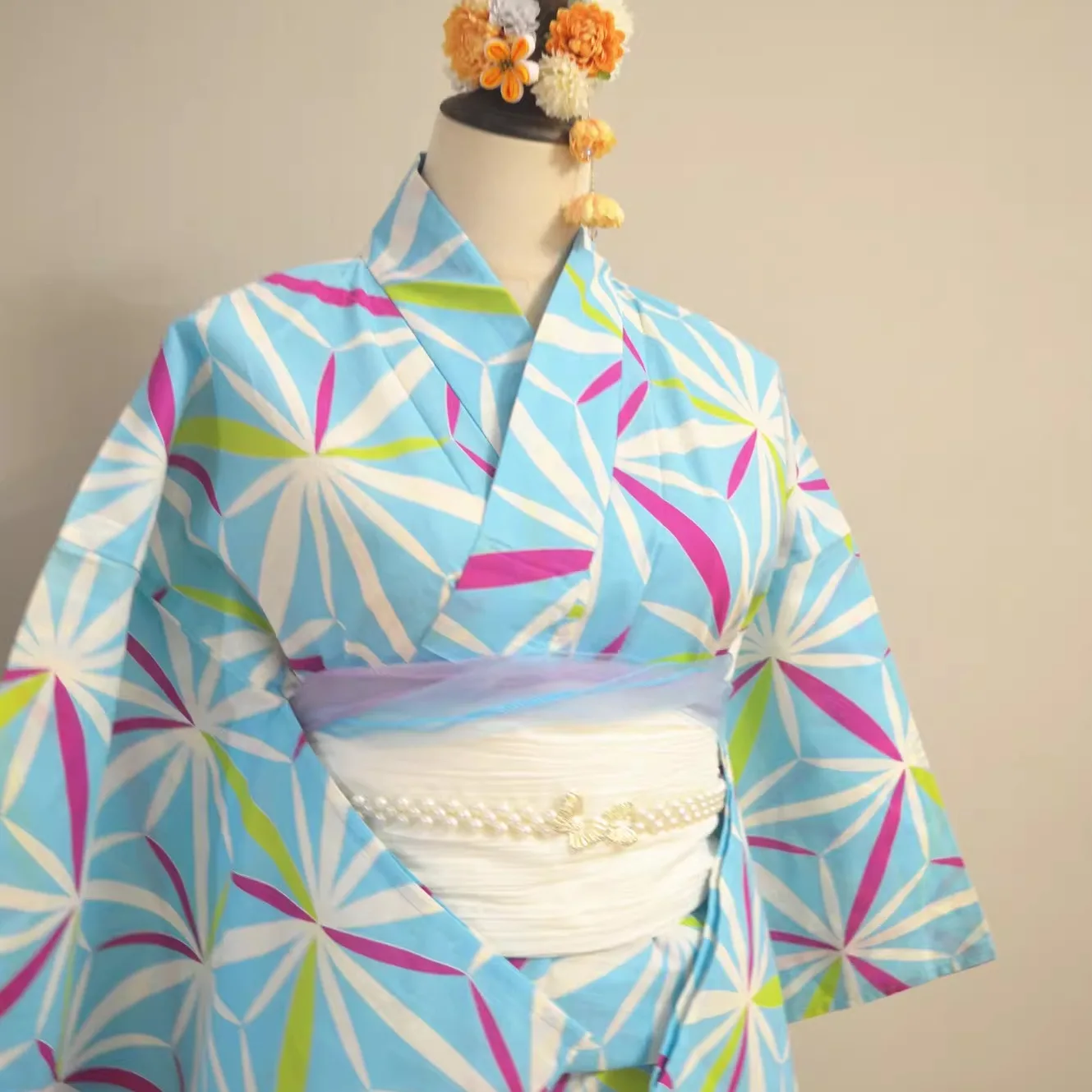 Traditional Style Women's Kimono Bathrobe Pure Cotton Fabric Travel Photography Yukata City Tina14 Chinese Production Spring ...