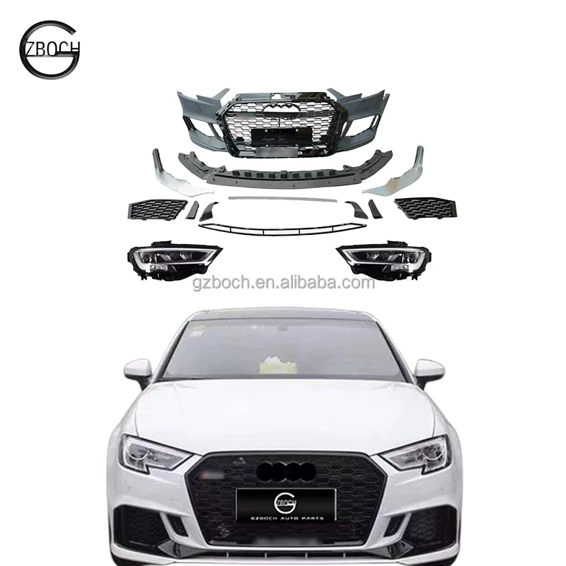 

RS3 body kits for 2013-2016 Audis A3 S3 upgrade 2019 RS3 front car bumper assembly A3 headlights