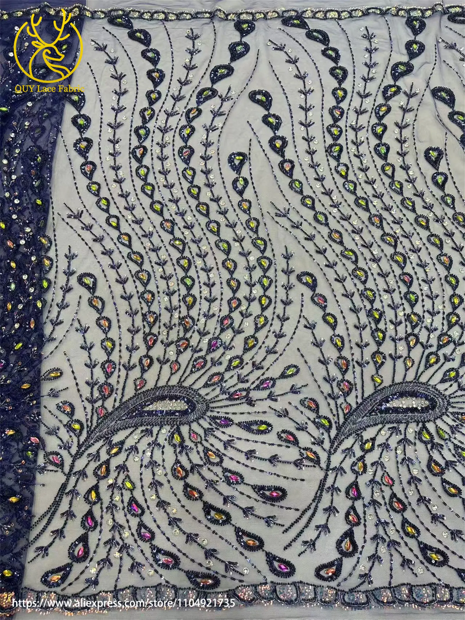 Teakrot Eleganter Afrikanischer Luxus-Spitzenstoff 2026 Luxuriöser Nigerianischer Französischer Perlen-Pailletten-Spitzenstoff für Hochzeitskleider – Detail 17