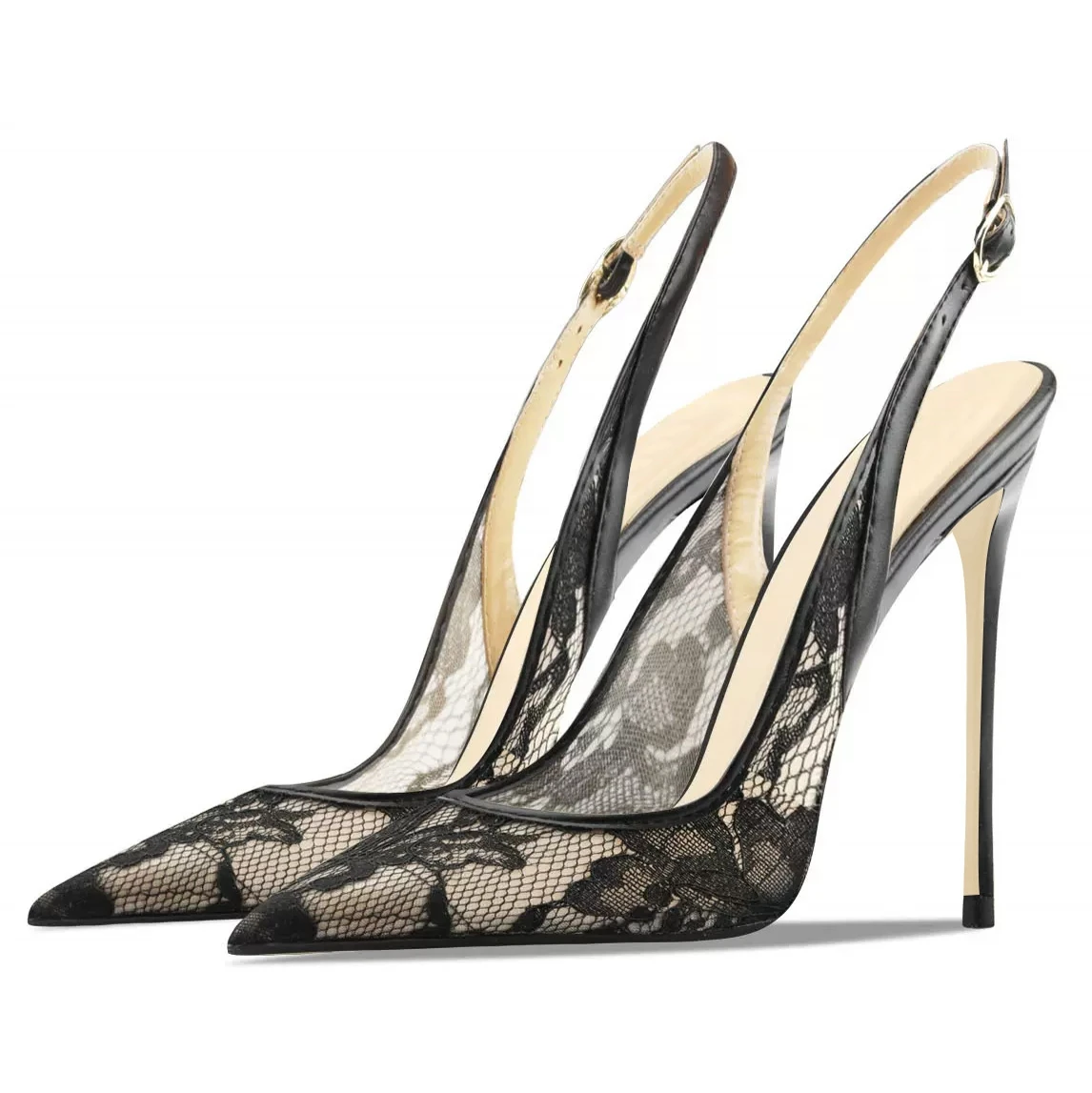 

New 12cm/10cm Thin High Heels Women Lace Mesh Hollow Breathable Sandals Lady Black Pointed Toe Stiletto Sexy Party Shoes D002A