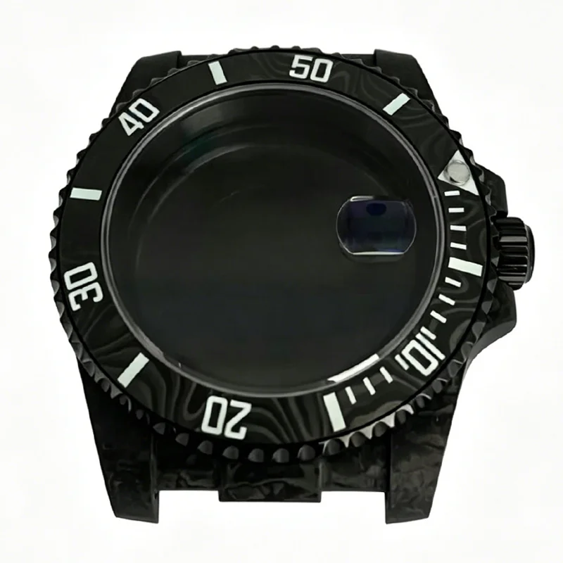 40.5mm Forged Carbon Fiber Watch Case Sapphire Crystal Fit 2824 Movement 27.5mm Dial No Logo Mechanical Watch Mod Parts
