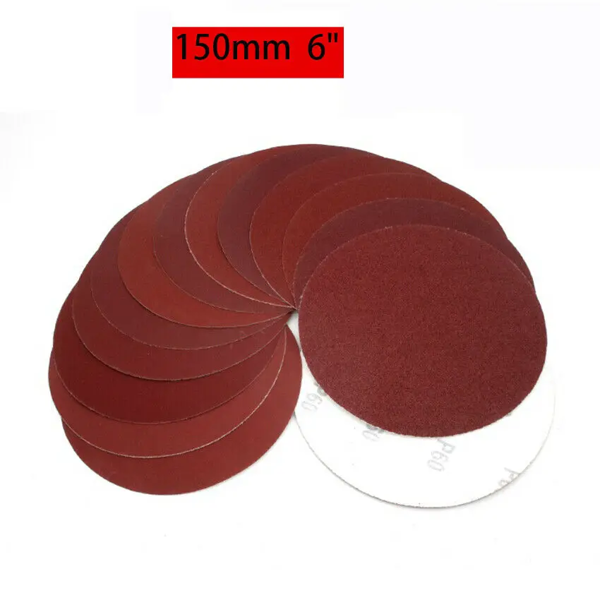 6” Inch 150 MM Aluminum Oxide Sander Sandpaper Sanding Discs Sanding Paper Hook and Loop 40 to 2000 Grit Grinding and polishing