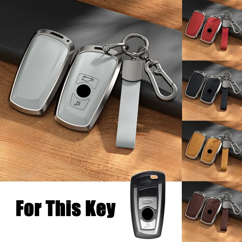 Aluminum Alloy Leather Car Remote Key Fob Case Cover Bag Keychain For BMW 1 2 3 4 5 6 7 X3 X4 Series M2 M3 M4 M5 M6 F10 F20 F30