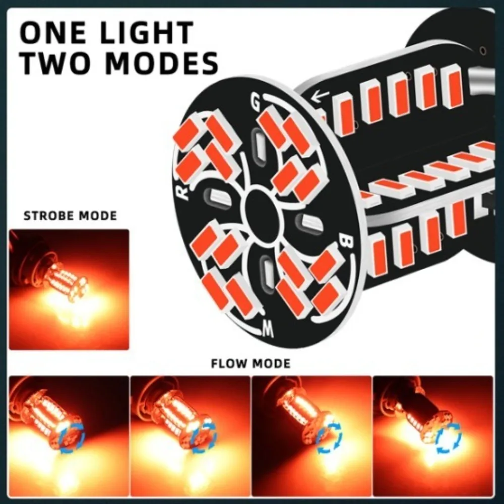 

64SMD стробоскопический стоп-сигнал, простой в установке, долговечный указатель поворота мотоцикла, задний фонарь, вращающаяся взрывная вспышка, 1157 светодиодов