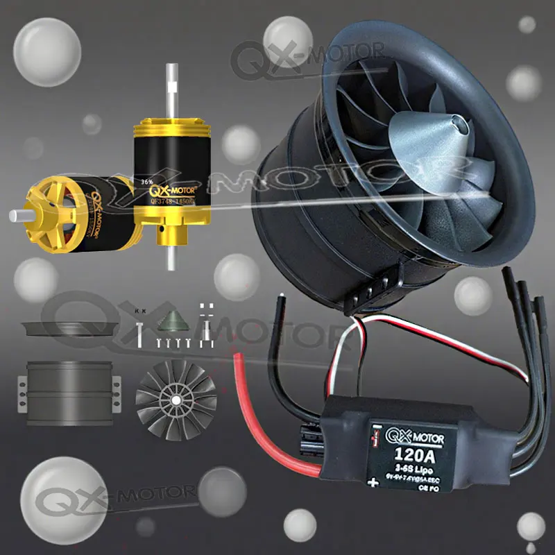 

Бестселлер QX-MOTOR 1550-1200-1450-1000KV 90mmEDF 12 лопастей - Модернизированный двигатель QF3748/3758 + 6S/12S ESC RC Jet Аксессуары CW/CCW