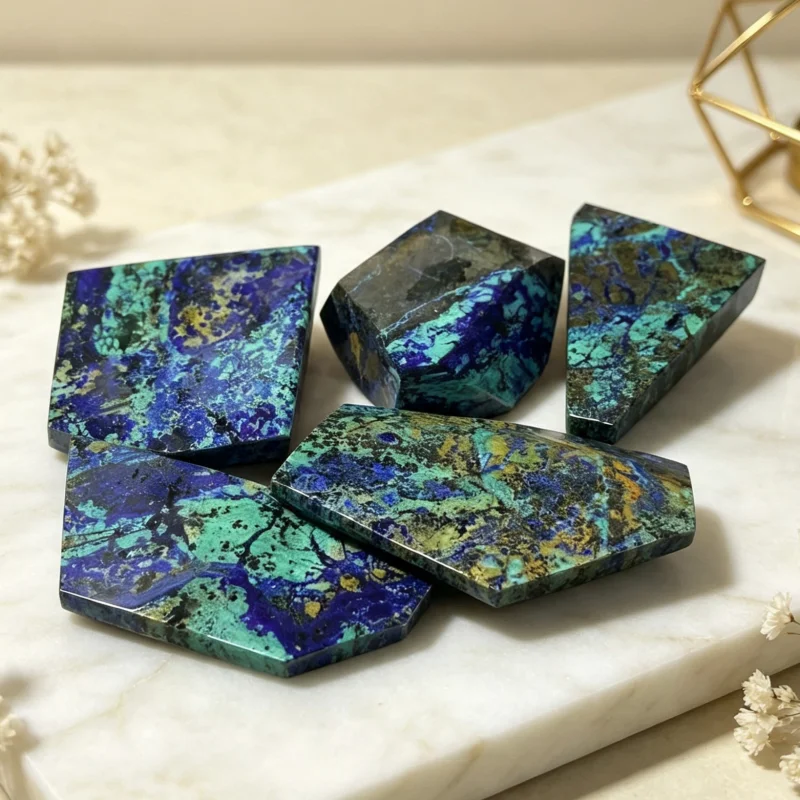 Natural Azurite-Malachite: Polished Freeform Crystal, Collectible Mineral for Home Decor, Reiki Healing,