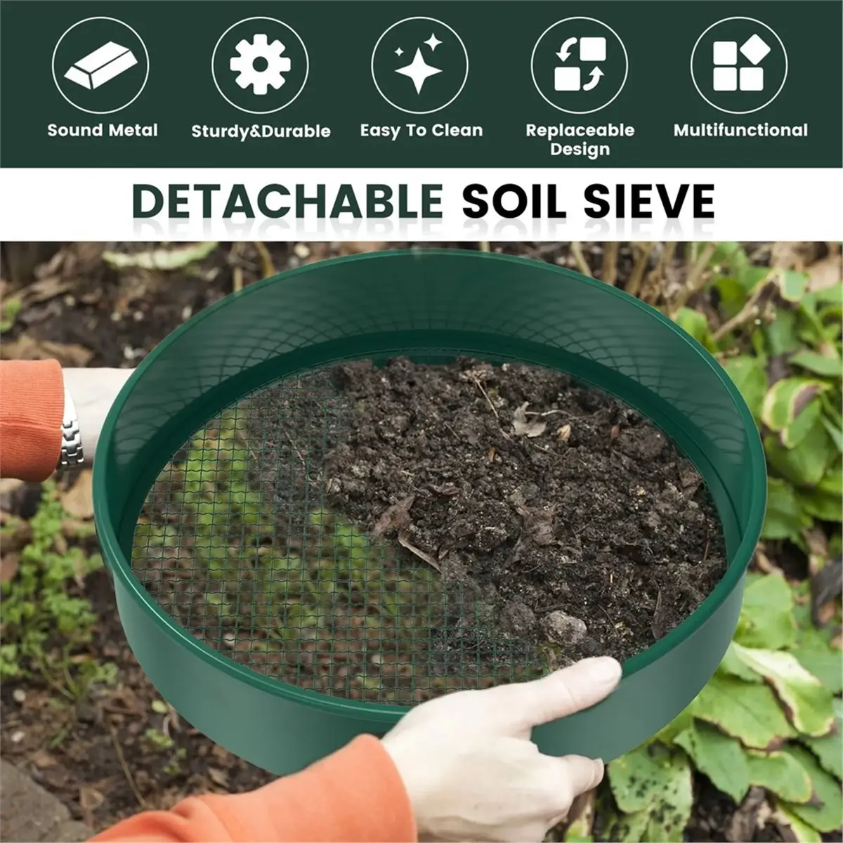 Industrial Tools 1Set Soil Sifter Metal Garden Sieve Stainless Steel Meaty Garden Compost Soil Stone Sieve Mesh Filtration Garde