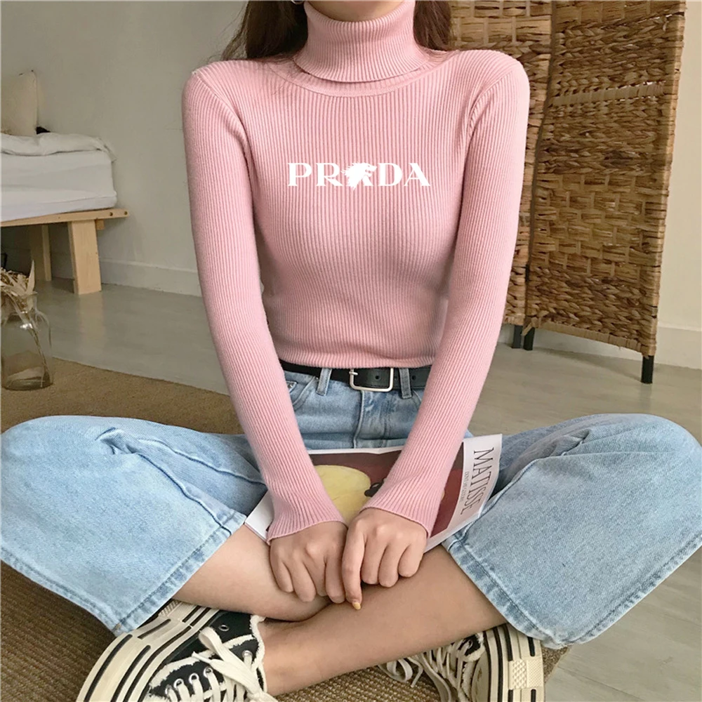 Autumn Winter Thick Sweater Women Knitted Pullover Ribbed Sweater Long Sleeve Turtleneck Slim Warm Soft Pull Femme Jumper 2024