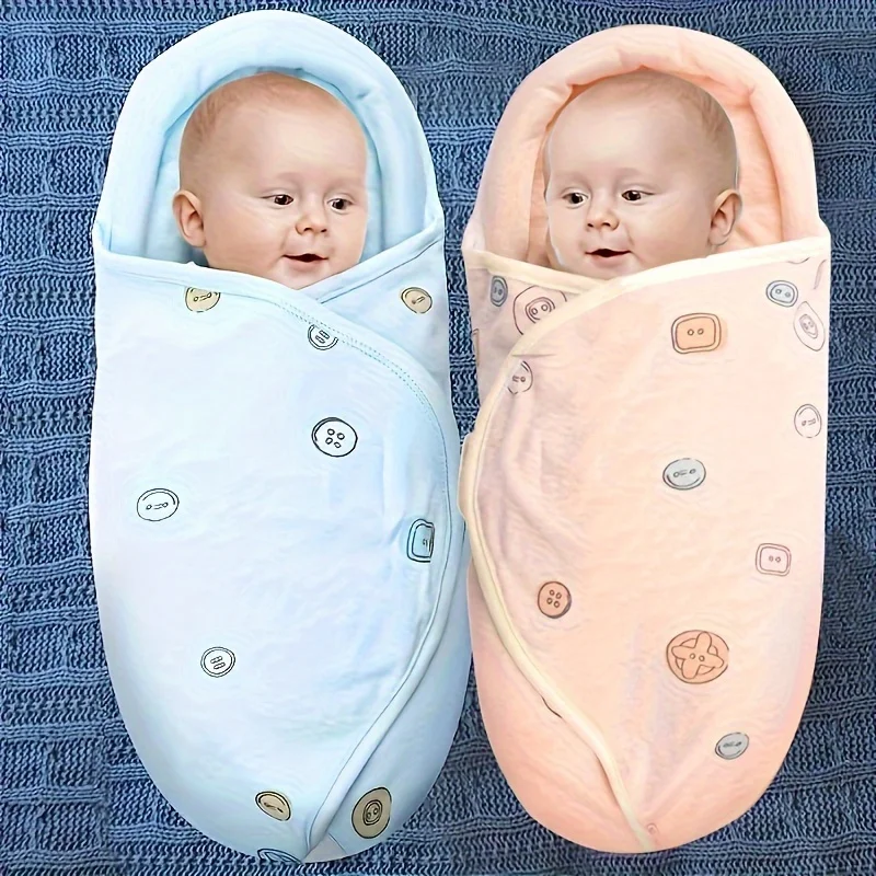 0-3 Months Baby Cotton Cartoon Printing Sleeping Bag, Soft, Breathable, Comfortable and Safe Head and Neck Protection Cuddler