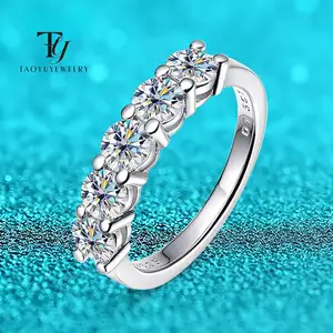 TY Emas Putih D Warna 4mm Cincin Moissanite untuk Wanita 925 Perak 1.5 CT Batu Cocok Dengan Cincin Kawin Bride S Sterling Sier GRA 6 cincin dy penjualan terbaik - №