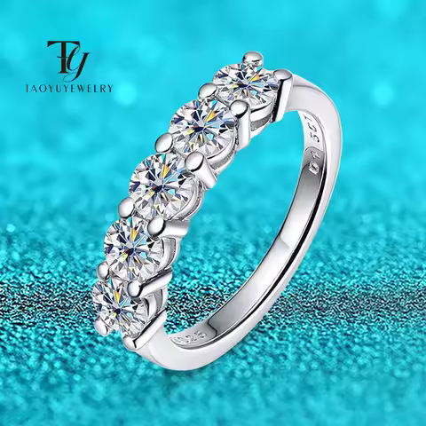 TY White Gold D Color 4mm Moissanite Ring For Women 925 Silver 1.5CT Stone Match Dia Wedding Band Bride S Sterling Sier