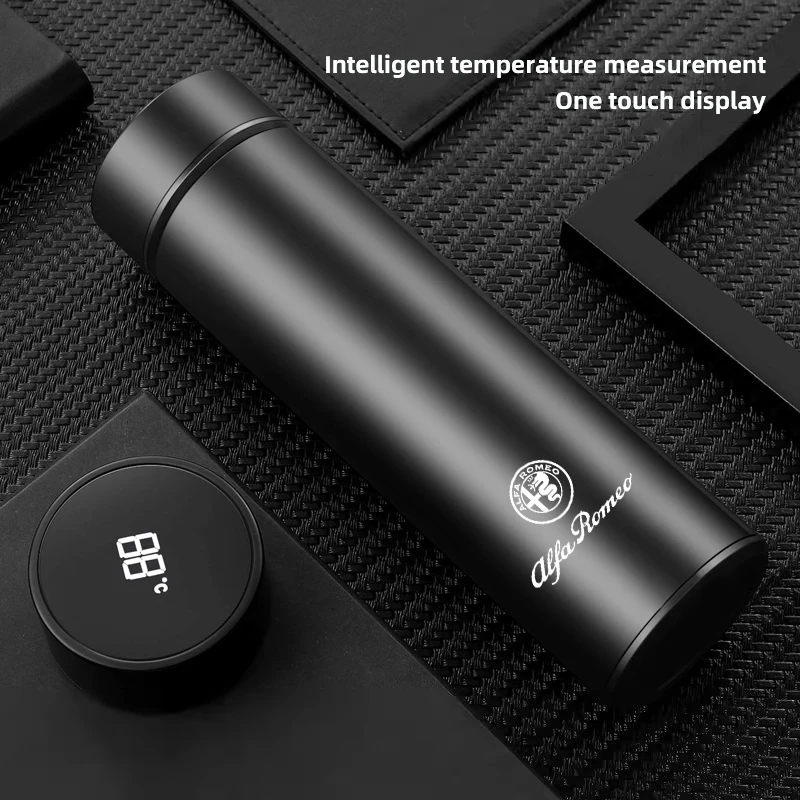 500ml Portable Car Smart Thermos Water Bottle Cup Auto Accessories For Alfa Romeo 4C 159 Spider Giulia Giulietta 156 Tonale