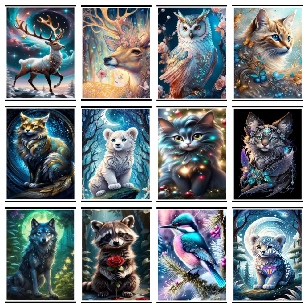 

New Animal Deer cat lion AB Diamond Painting Kit Square Round Diamond 5D DIY Mosaic Handmade Art Adult Exquisite Gift Home Decor