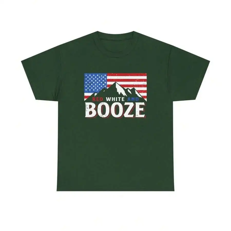 Camiseta patriótica roja, blanca y con motivos de bebidas alcohólicas para el 4 de julio para mujer
