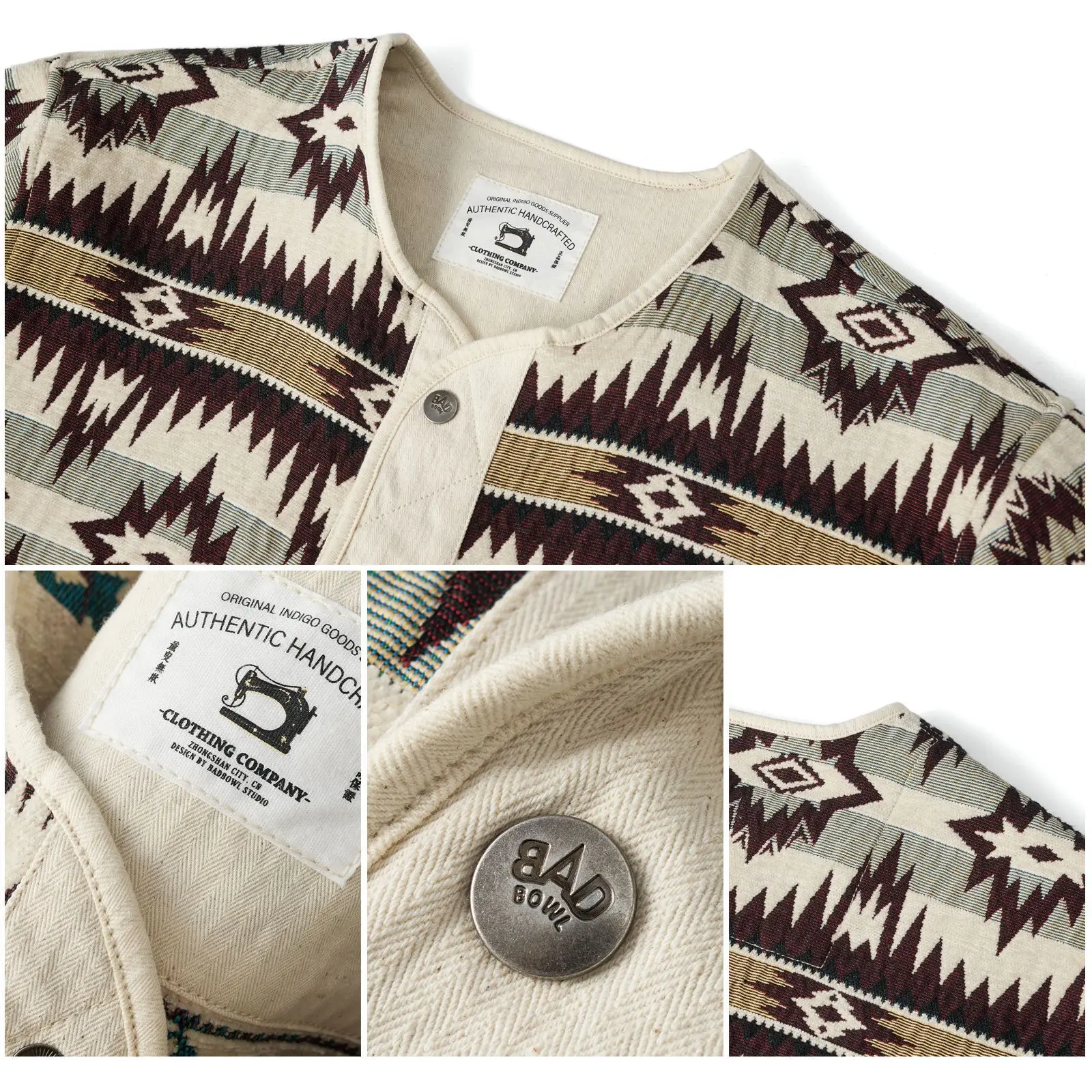 Autumn And Winter New Jacket American Retro Indian Pattern Flight Jacket Casual Versatile Loose Thick Washed