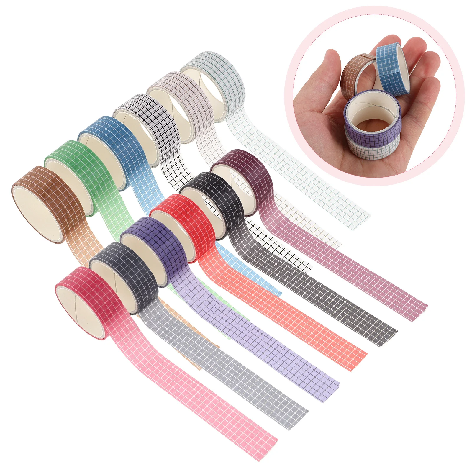 

12 Rolls Washi Tape Grid Pattern Decorative Plaid Masking Sticker for Scrapbooking DIY Crafts Planner Journal Wrapping Japanese