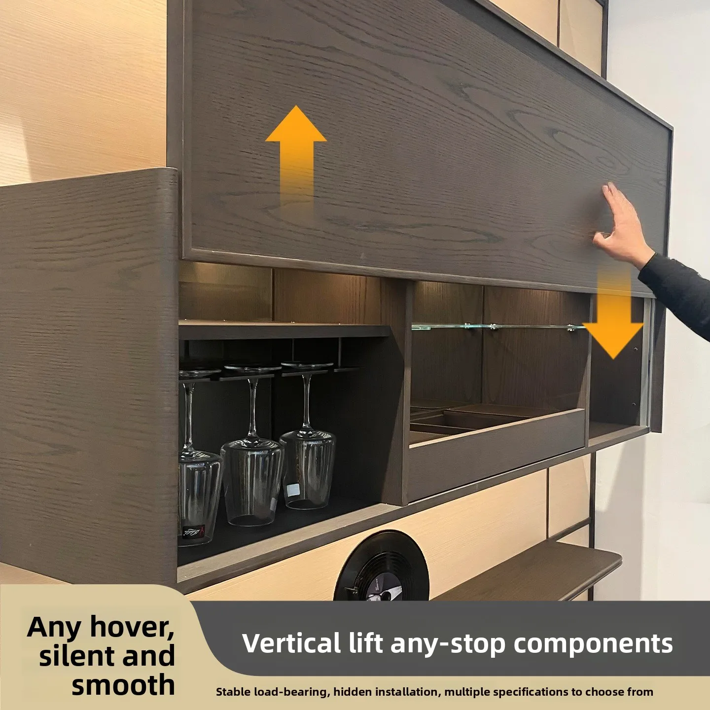 

Up and Down Vertical Lift Sliding Door Hardware Cabinet Hanging Cabinet Single Door Moving Hover Rise Arbitrary Stop Accessories