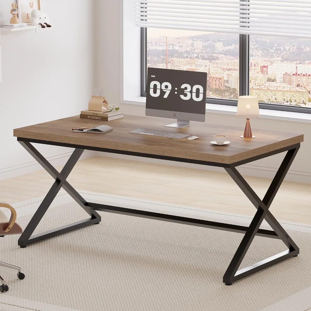 Сельский компьютерный стол, современный металлический стол для домашнего офиса, стол для работы в фермерском доме в спальне, минималистичный деревянный ноутбук