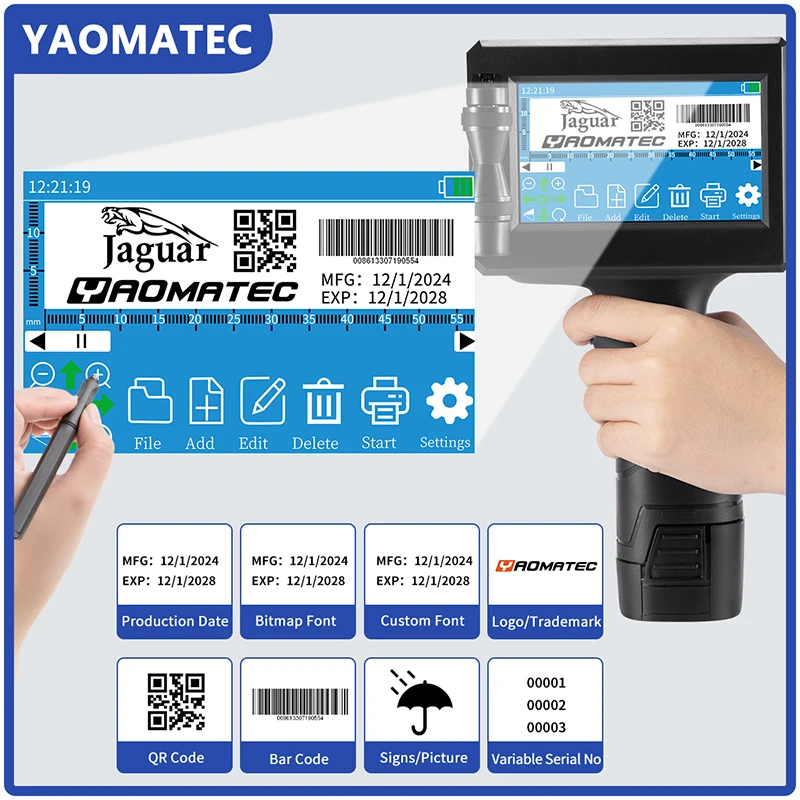 S7 Y7 12,7 mm variabler QR-Bar-Chargencode, Datumsnummer, Logo, Ablaufdatum, Etikett, tragbarer Thermo-Tintenstrahl-Handdrucker