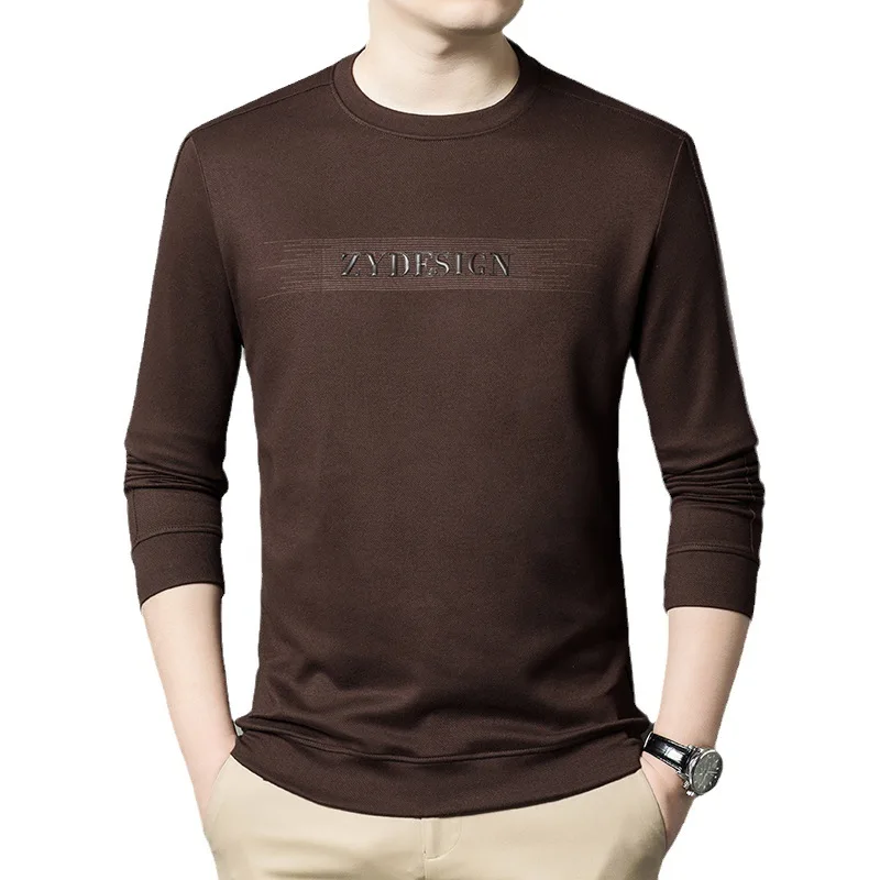 Men's Sweater Autumn New Long-Sleeved T-shirt Young and Middle-Aged Crew Neck Casual All-Matching T-shirt One Piece Dropshipping