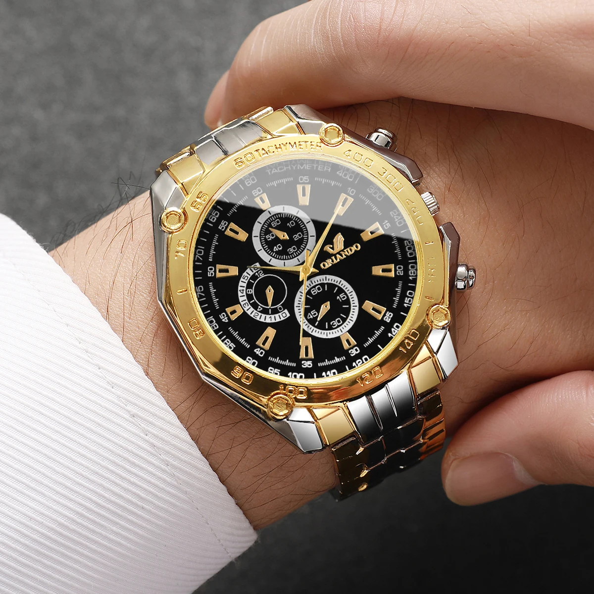 Orologio da polso al quarzo da uomo con quadrante grande di lusso Orologio da uomo d'affari di moda Orologio analogico Reloj Hombre (senza scatola)