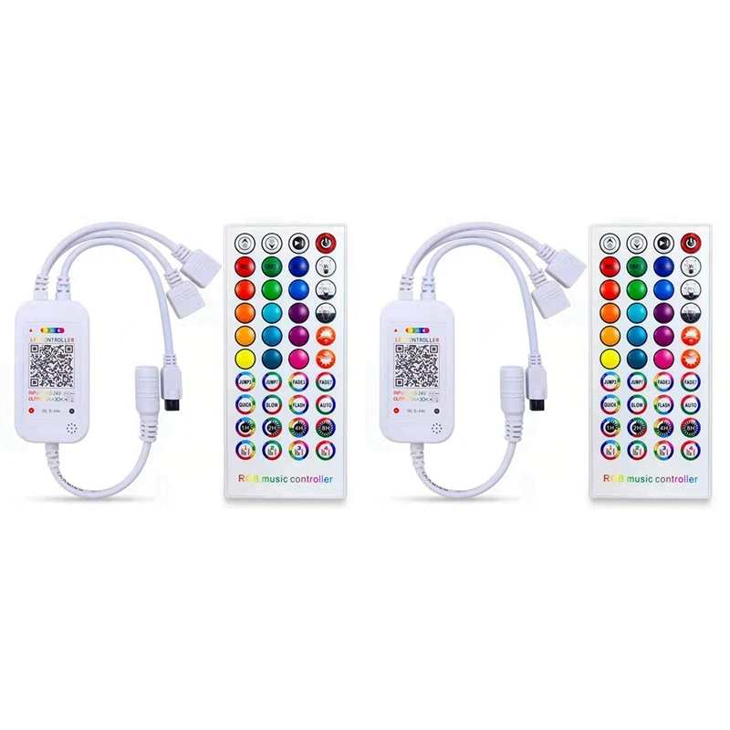 DC5-24V LED con Bluetooth, Control remoto por aplicación y sincronización de música, RGB, IR, RF, 5050, 2 uds.