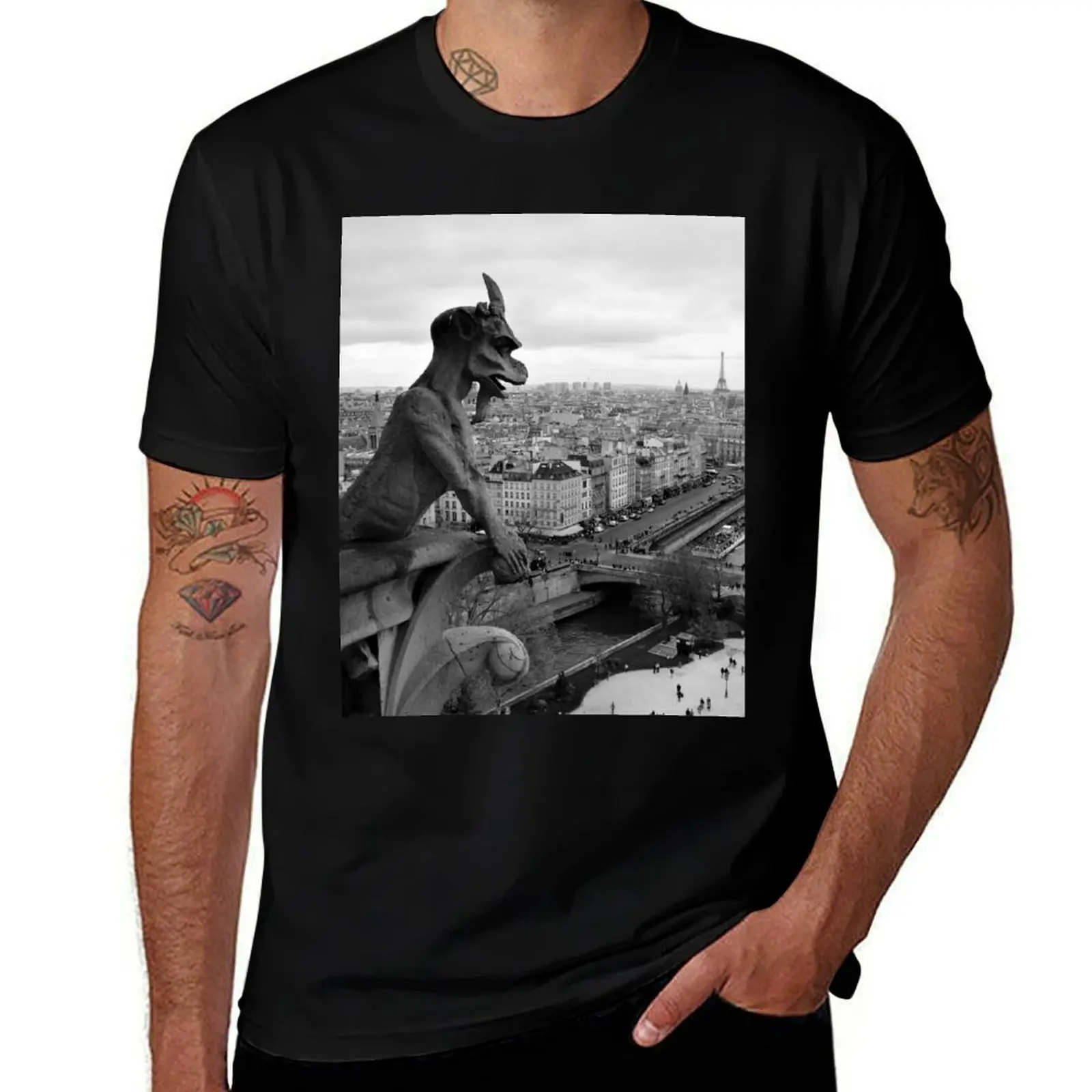 Gargoyle of Paris T-Shirt Simple Casual Short Sleeve Cotton T-Shirt