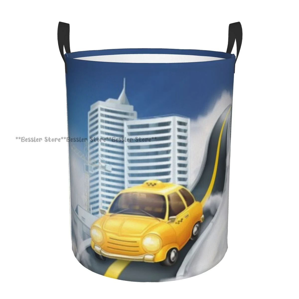 

City Illustration Waterproof Storage Bag Household Dirty Laundry Basket Folding Clothes Organizer