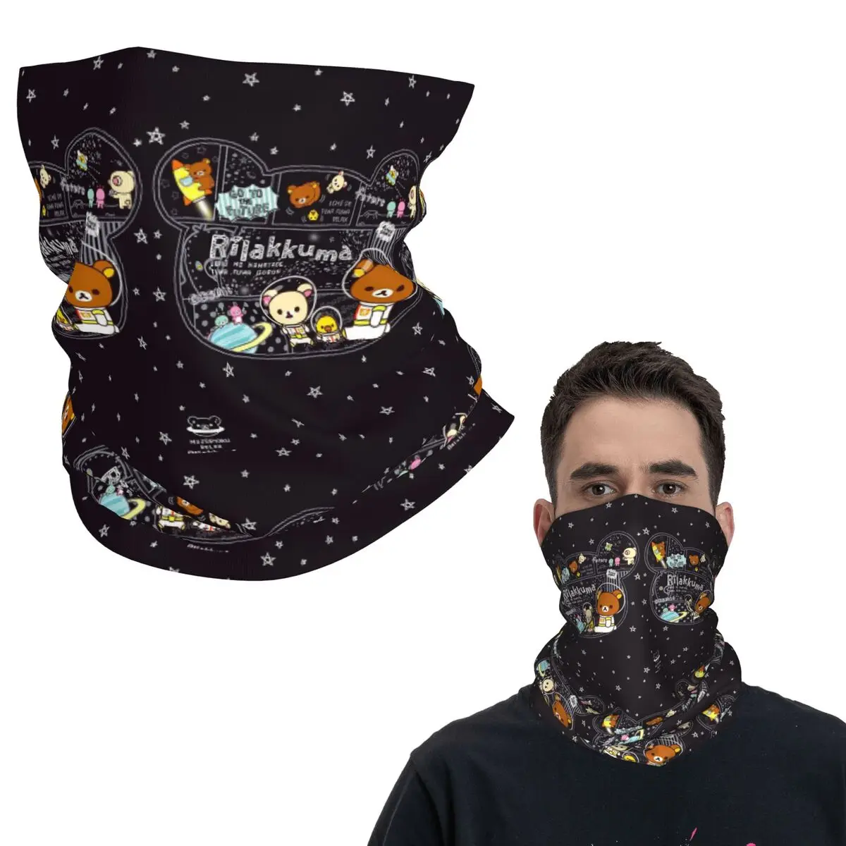 

Rilakkuma Korilakkuma Bandana Neck Cover Printed Wrap Mask Scarf Multifunction Balaclava Running Unisex Adult