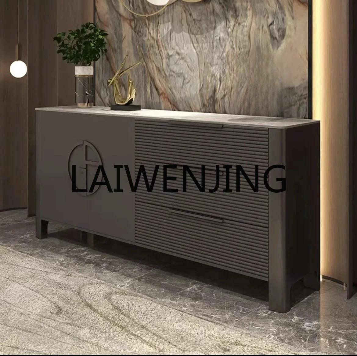 

Affordable Luxury Style Solid Wood Entrance Cabinet Guest Stone Plate Storage Home Storage Cabinet Door Home Large Capacity
