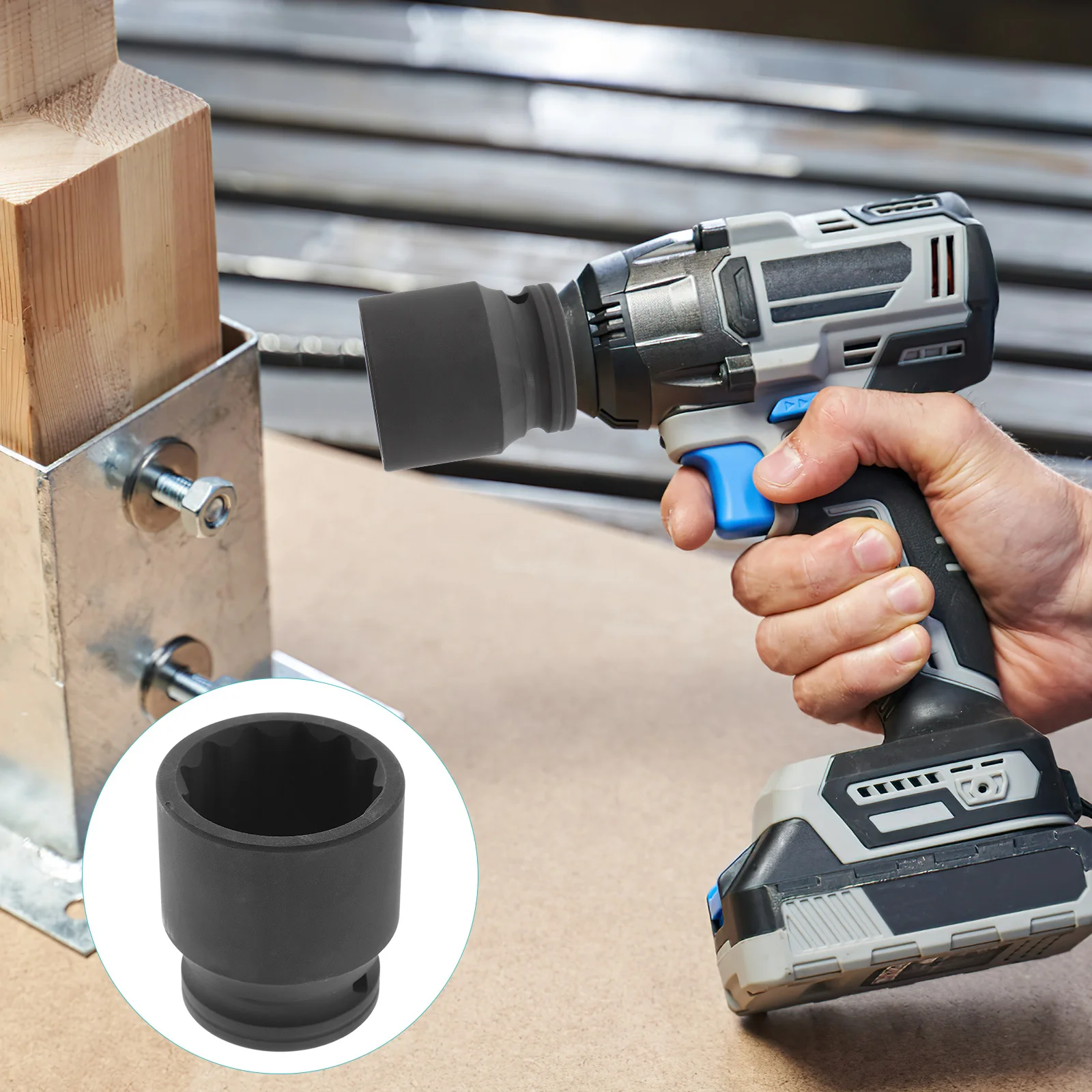 

36mm Lug Nut Socket Hardened Steel Impact Socket Sleeve with Screw Interface for Axle Nut Remover Wheel Lock Lug Heavy Duty Tool