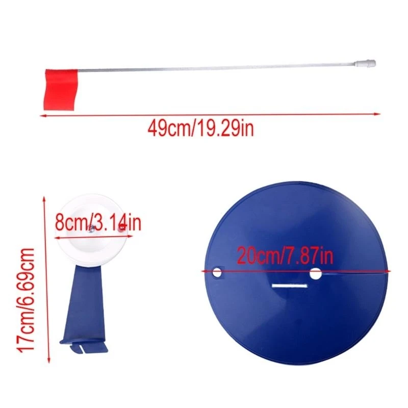 6pcs طرف الصيد الجليدي يرفع مؤشرات صيد الأسماك الجليد تشمل الأعلام والحقيبة