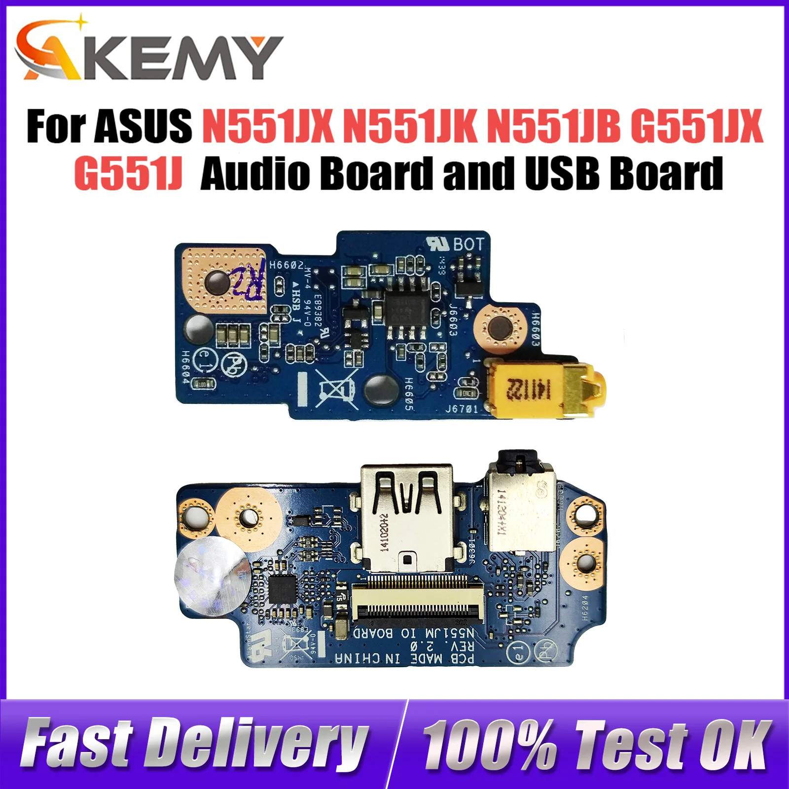 

N551J For ASUS N551JX N551JK N551JB G551JX G551J G551JK Woofer Audio board and USB Board Audio Fast Ship