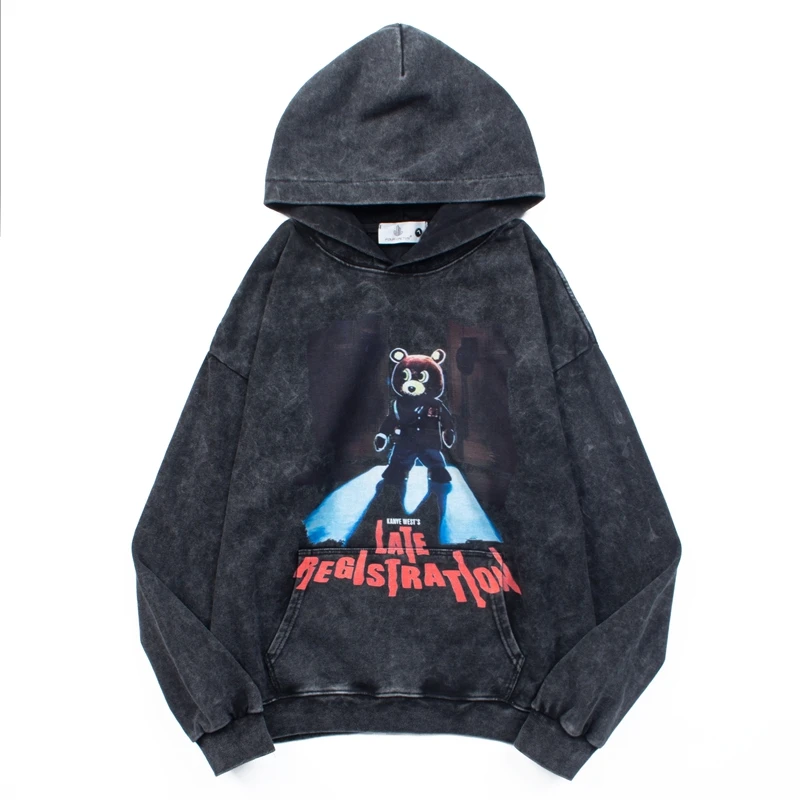 American Casual Kanye West Hoodie Youthful Vigor High Quality Loose Retro Fashion Hoody Sweatshirts