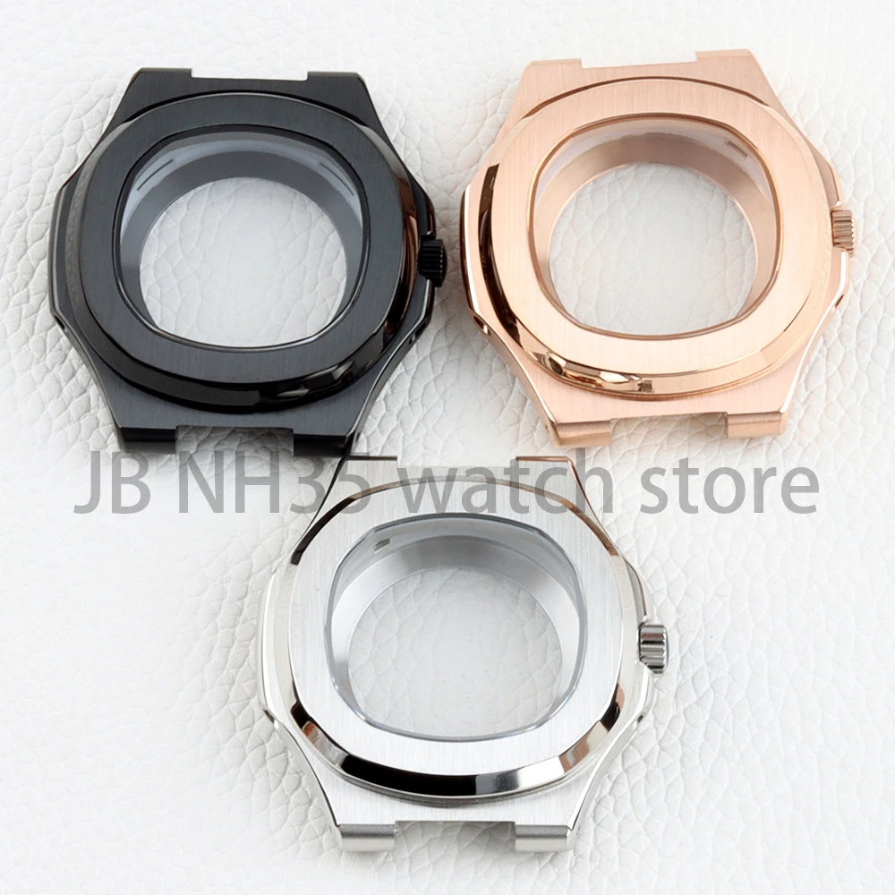 

40mm Rose Gold Silver Black Square Watch Case for Nautilus Seiko NH35 NH36 NH38 Movement 29.8mm Dial Solid 316L Stainless Steel