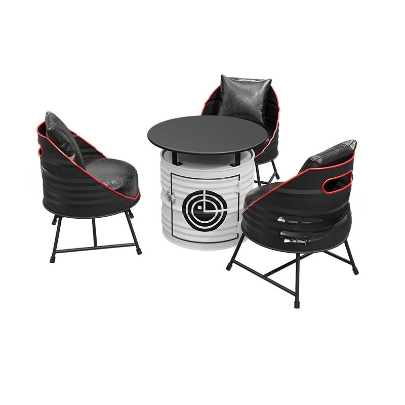

Creative wrought iron oil drum sofa chair coffee shop Internet celebrity table and chair combination
