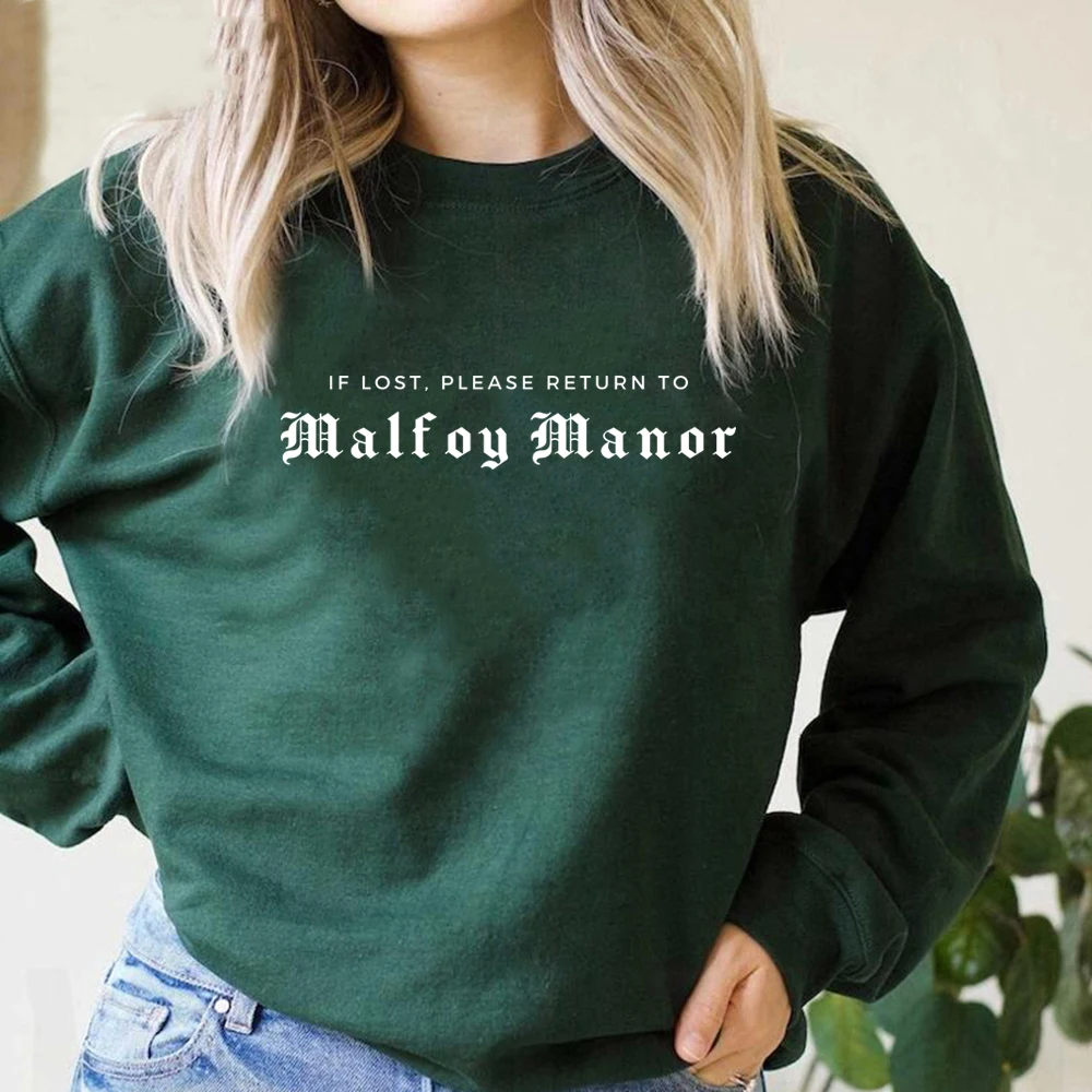 Malfoy Manor Book Sweatshirt Malfoy Sweatshirts Wizard School Hoodie Dark Academia Clothing Unisex Long Sleeve Pullovers Tops