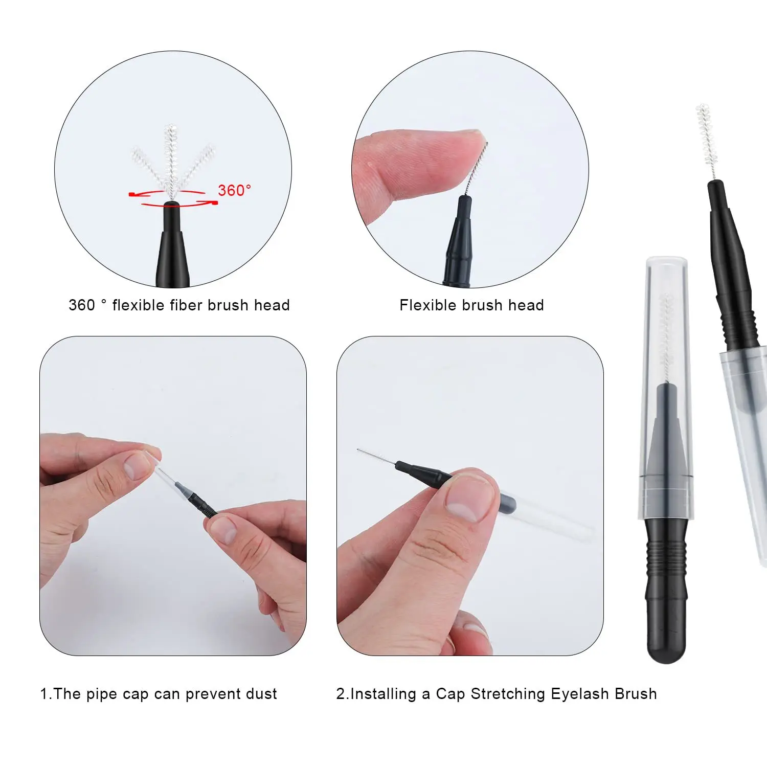 Micro brosse à sourcils avec capuchon, brosse à cils multifonctionnelle, peigne à mascara, 20 pièces