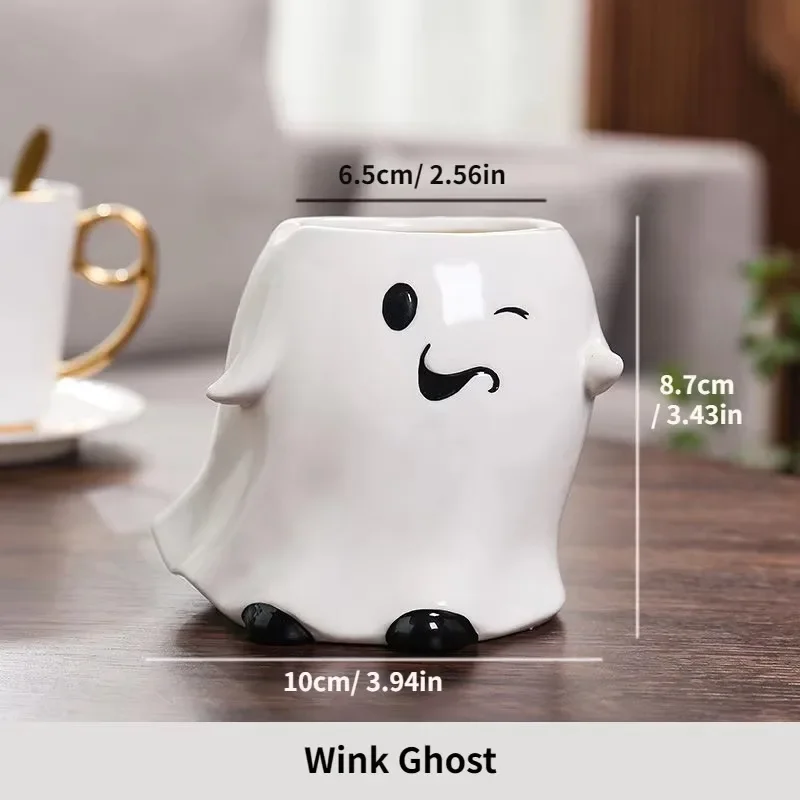 Halloween Ghost Ashtray Ceramic Cartoon Ashtray Cup Easy Clean Festival Boyfriend Creative Gift Smoking Home Office Decoration