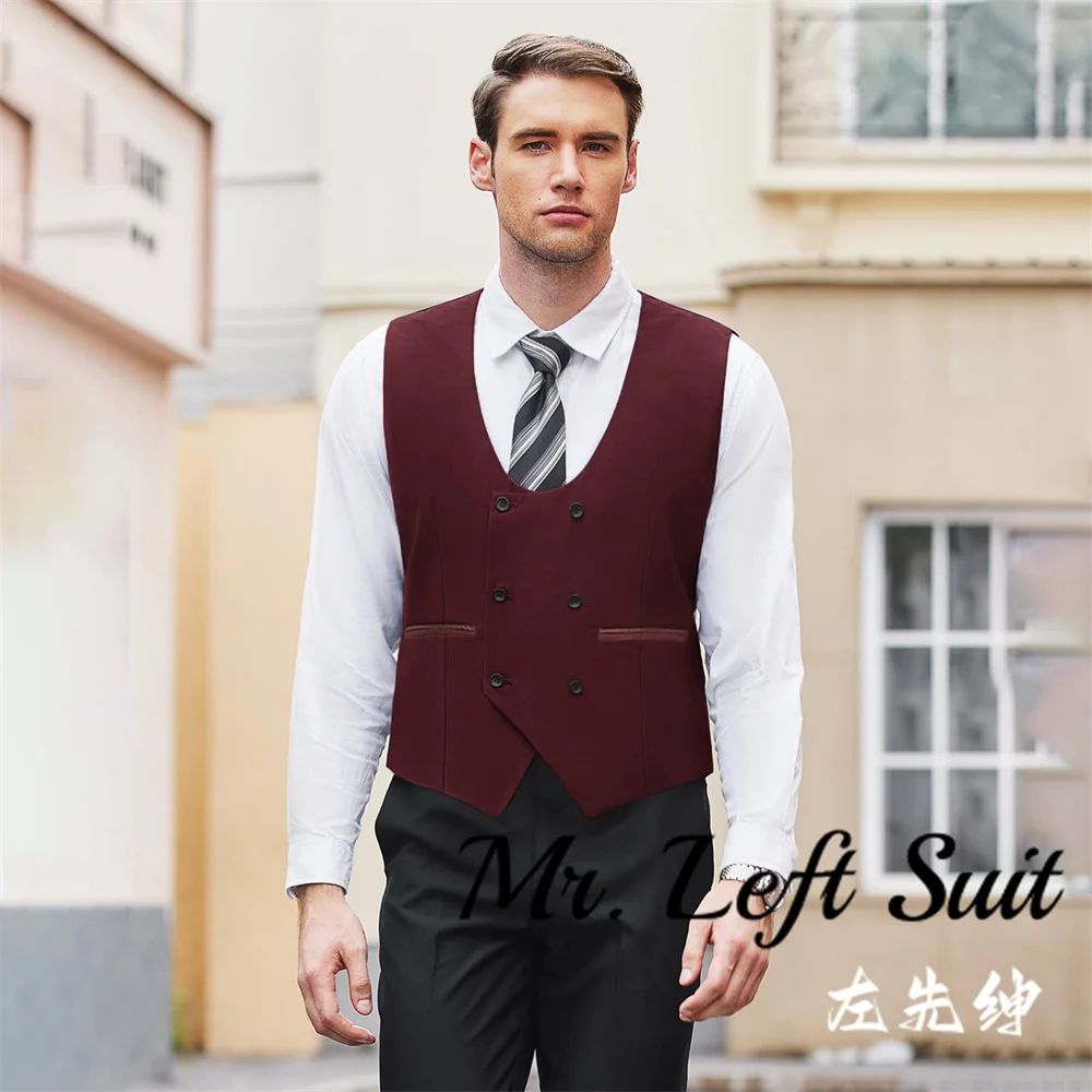 Men\'s Suit Vest Slim Fit Double Breasted Dress Vest Casual Business Formal Waistcoat