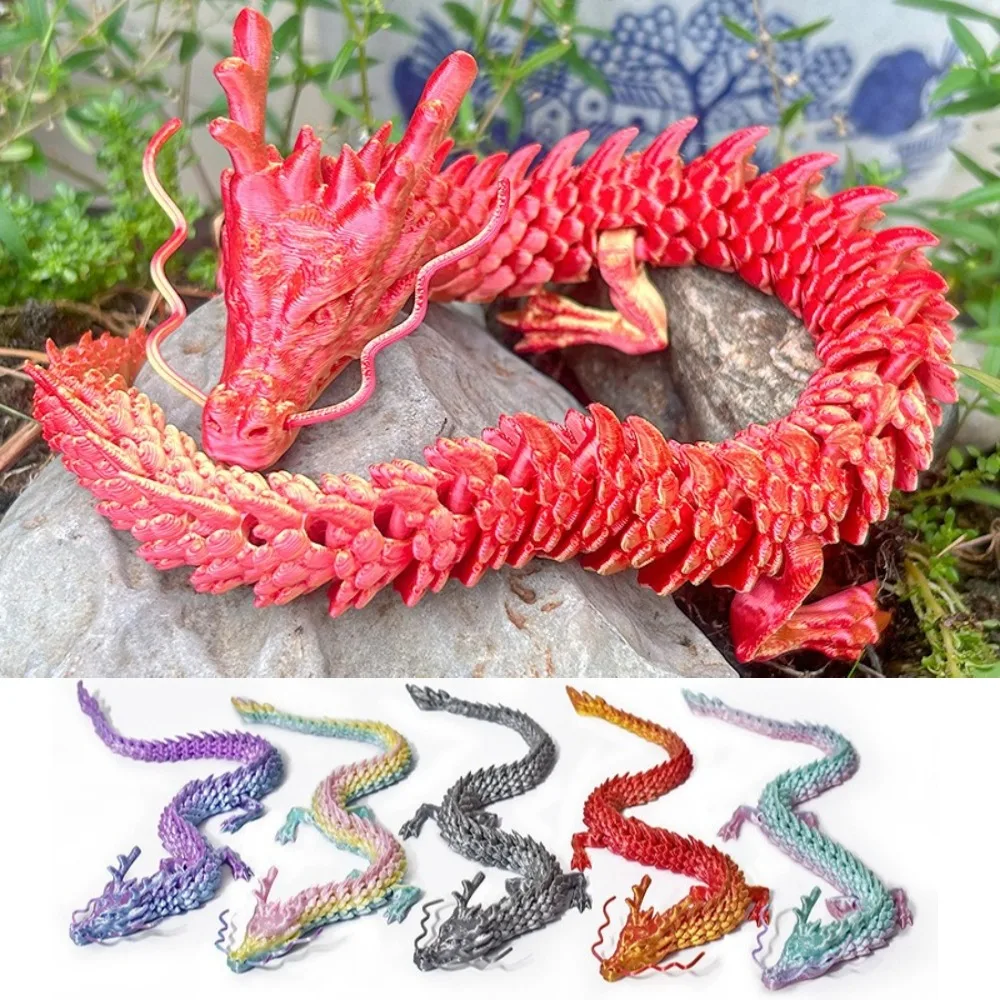 

30cm 3D Printed Magic Dragon Movable Joint Fidget Toy Rotatable Articulated Office Desktop Ornament Adult Kid Toy Crafts Gift
