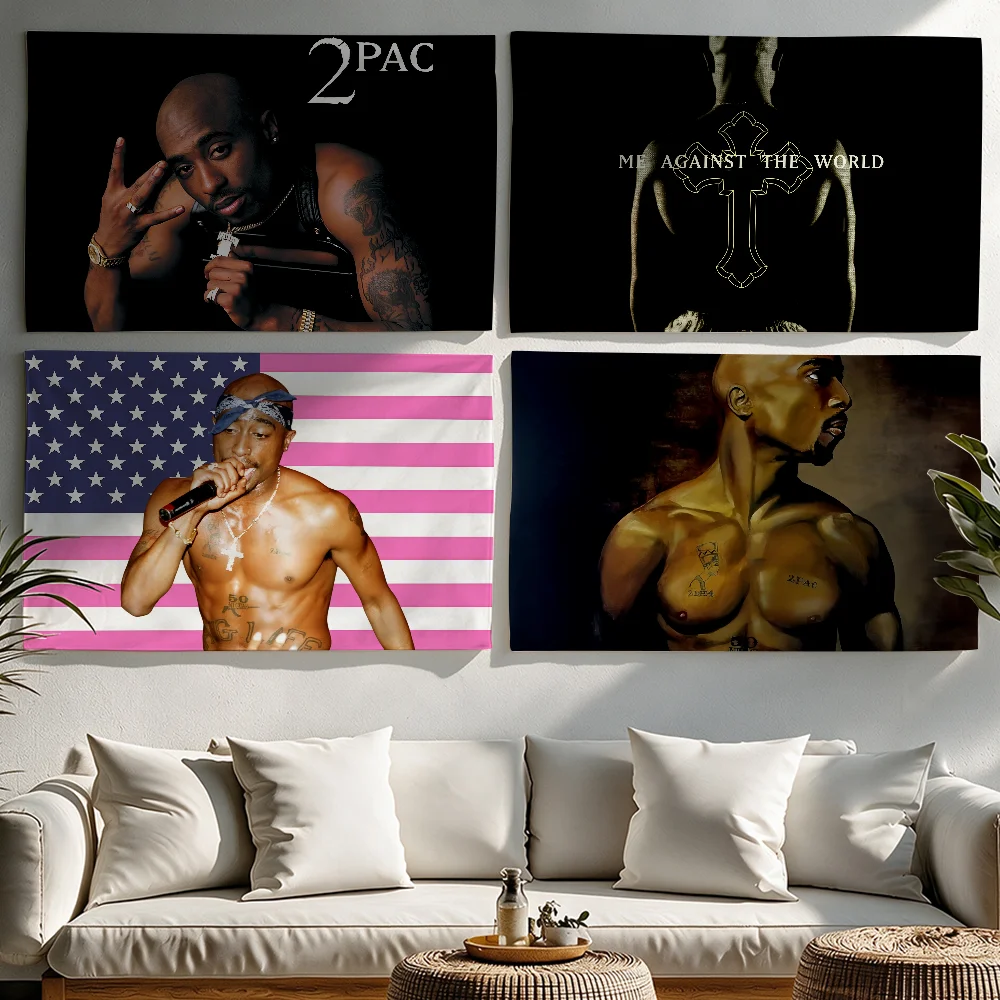 Singer Tupac Shakur flag Tapestries Outdoor Parties Bedrooms Living Rooms Dorm Rooms Wall Decor Banners Gifts