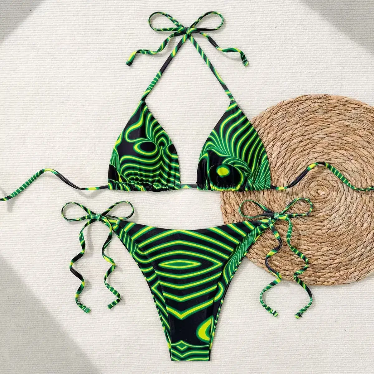 Print Bikini Set Sexy Swimsuit Bandage Swimwear Women's Two Piece Suit 2025 Bathsuits Summer Beachwear New Biquini Bathing Suits