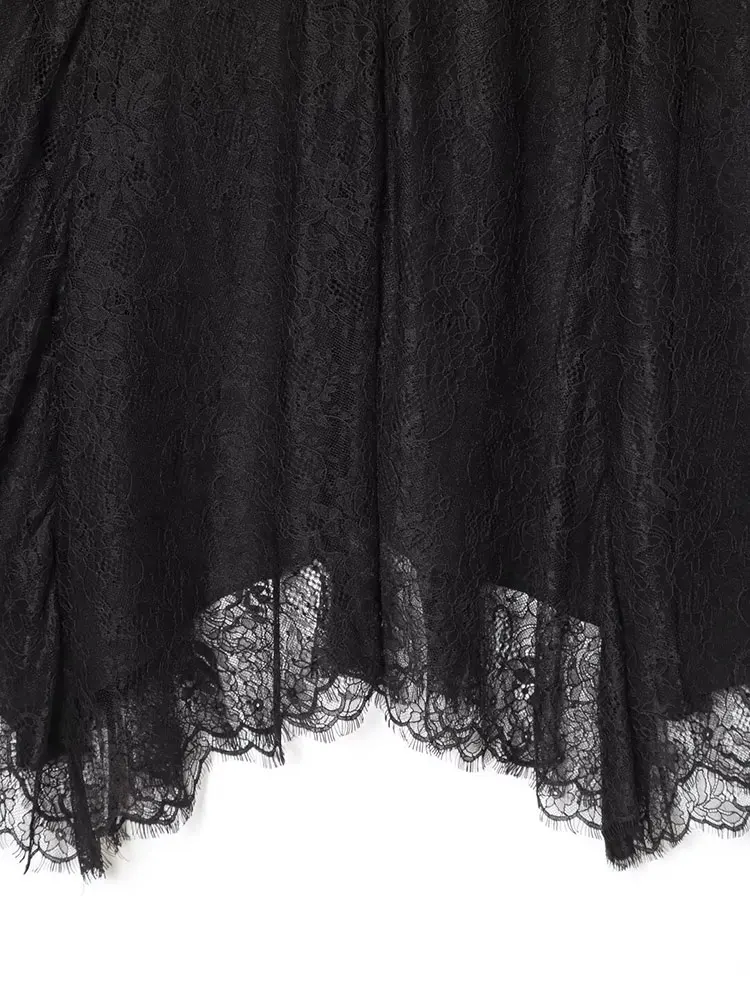 NLZGMSJ Elegant Sexy Chic Women Skirt Lace Solid Skirt New Fashion 2025 Autumn Holiday Party Skirt