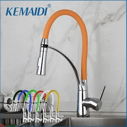 ZAPPO Orange Pipe Flexible Kitchen Sink Faucet Chrome Universal pipe Hot Cold Kitchen Mixer Tap Deck Mount Bathroom Kitchen Tap